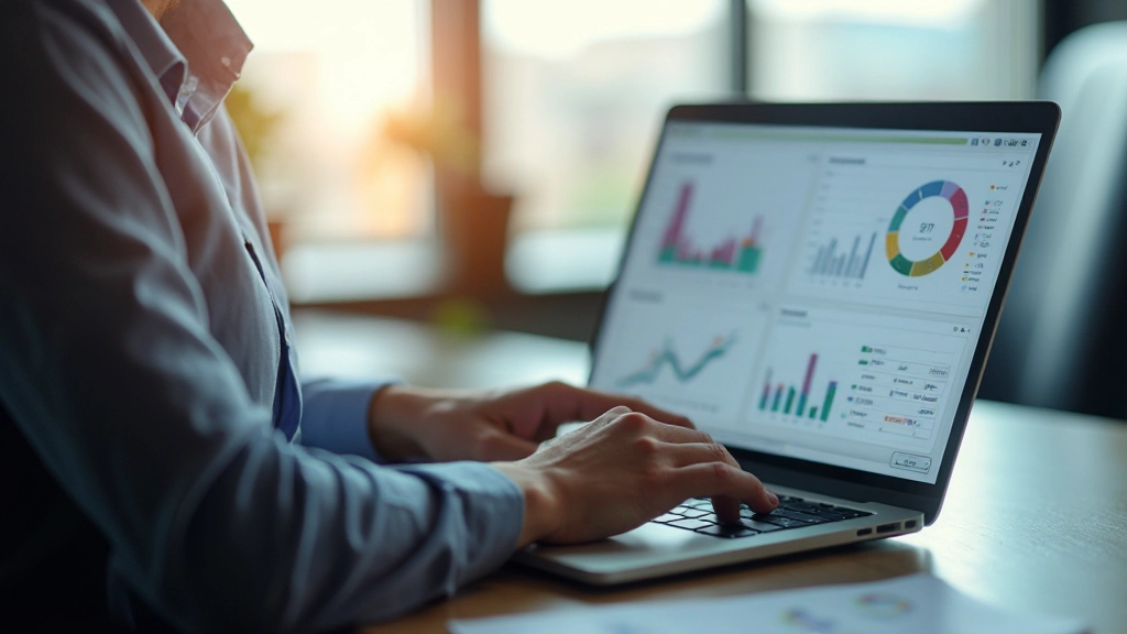 Профессиональное рабочее пространство с аналитикой данных на экране ноутбука