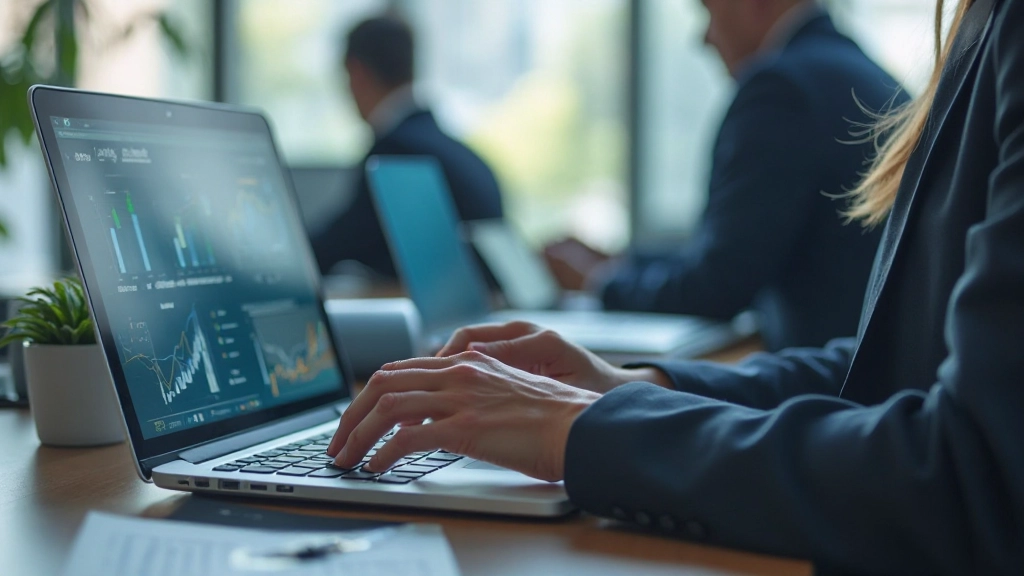 Профессионал анализирует большие объёмы данных на компьютере в рабочей среде