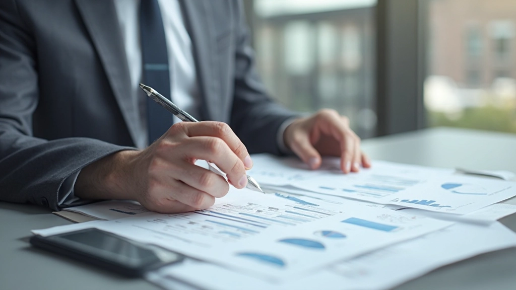 Профессиональное рабочее пространство с документами и ноутбуком для анализа информации