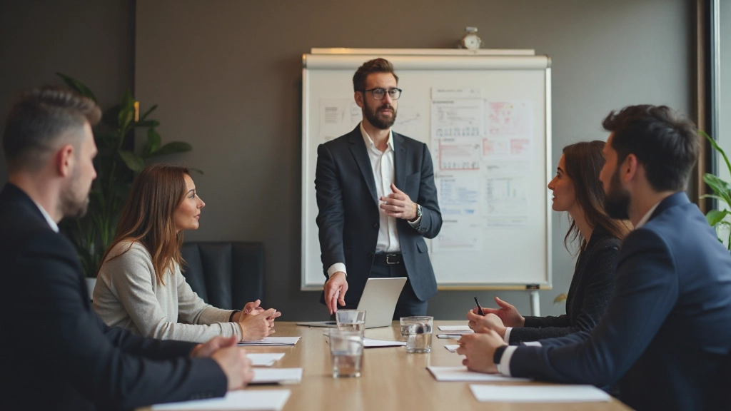 Менеджер проекта ведет встречу со своей командой вокруг стола