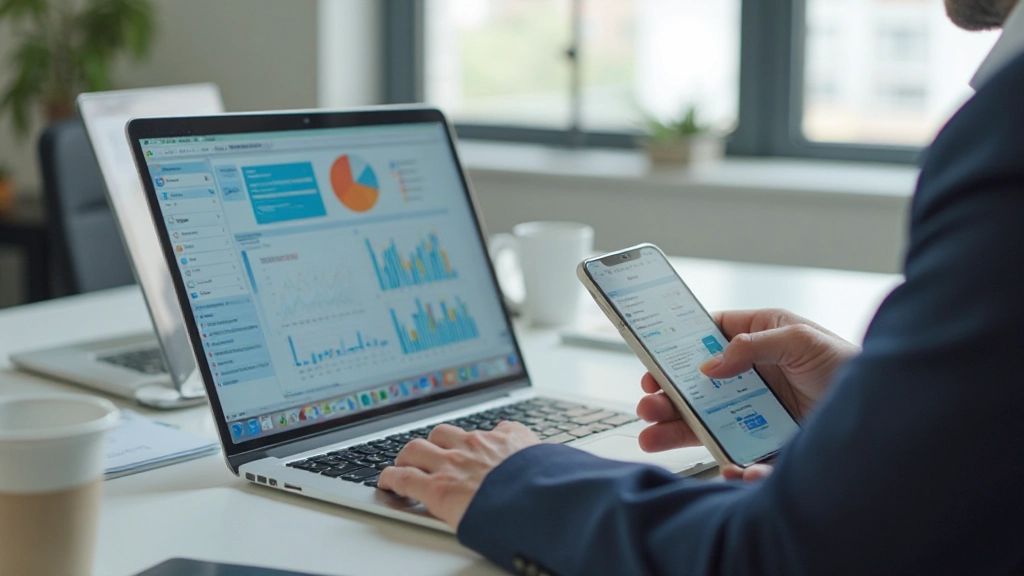 Ноутбук и смартфон с приложениями для управления информацией и проектами